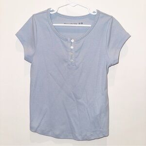 Girl’s Abercrombie and Fitch Light Blue Short Sleeve Henley Top - SIZE 9/10
